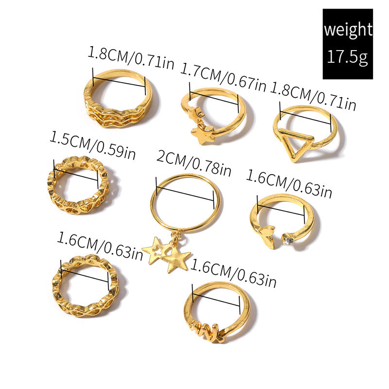 Wholesale heart rings: european & american cross-border jewelry, personalized alloy rings with diamond accents, fishtail & star stackable rings, high-end women's finger rings