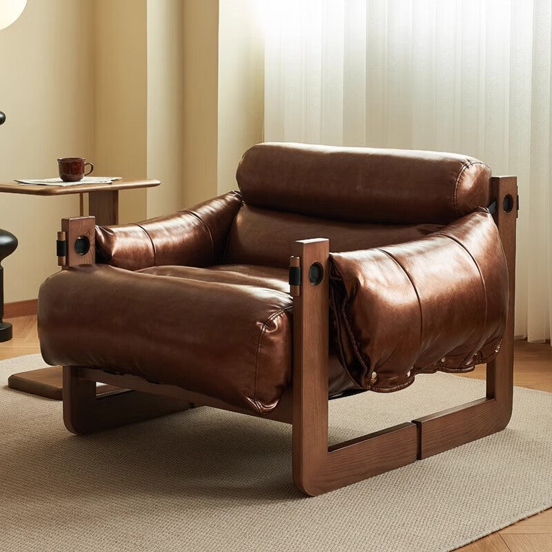 People sofa chair jersey island chair living room medieval style leather sofa chair casual lazy chair solid wood retro lounge chair