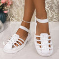 retro woven open-toe sandals women's shoes  new summer beach vacation soft sole brown roman sandals