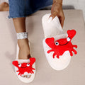 Autumn/winter open-toe cotton slippers for women - available in cute lobster/crab designs - plush, korean-style, wearable at home or out