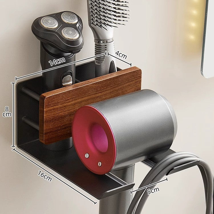 Walnut non-punching electric hair dryer bracket hair dryer wall hanger toilet toilet storage shelf storage artifact