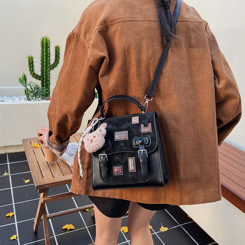 2025 new autumn/winter chic bear crossbody bag, fashionable versatile backpack, unique design double shoulder bag, casual women's bag