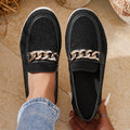 slip-on plus-size loafers for women, new autumn  collection, metal chain platform loafers wholesale