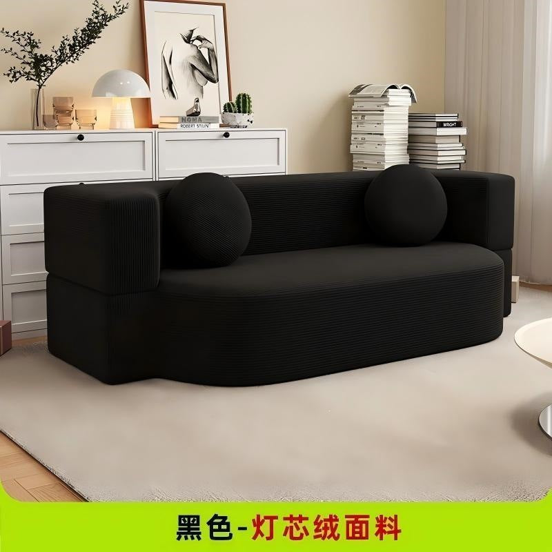 Fabric sofa bed small apartment sofa living room module double three-person compression rental house dual-purpose detachable washable and foldable
