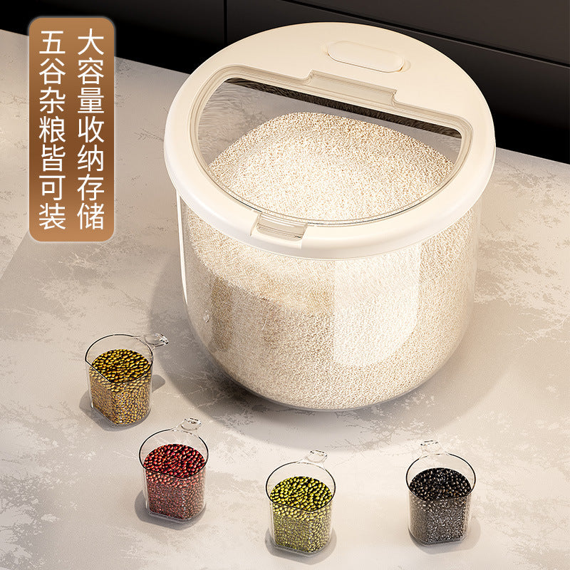 Rice bucket Household moisture-proof and insect-proof grain storage bucket Large capacity plastic storage bucket Large diameter rice storage box Flour box