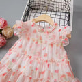 Girls' pink floral dress -  summer new arrival - korean style sleeveless ruffle trim tiered dress for toddlers and young children
