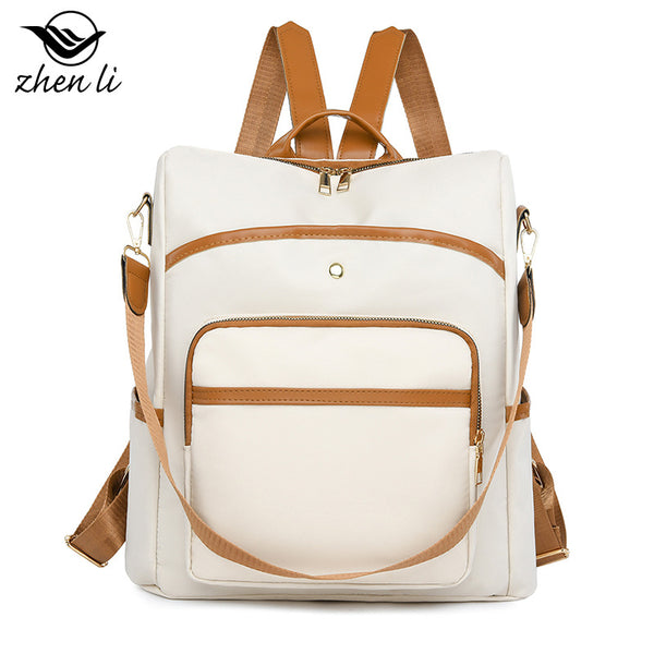 Wholesale large-capacity bags women's casual versatile backpacks simple solid color water-proof travel women's backpacks