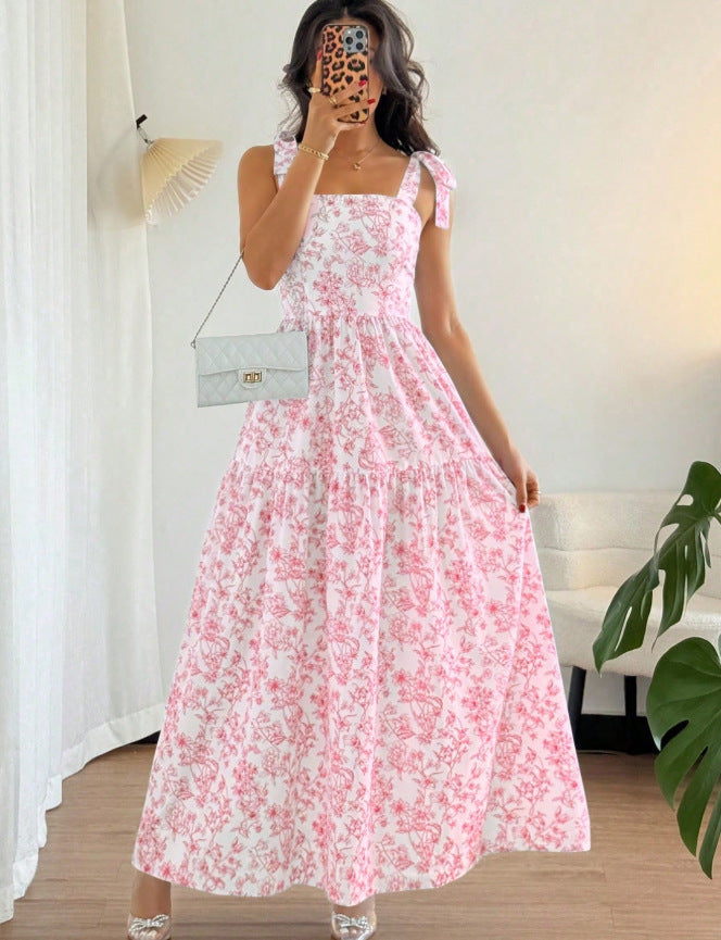 european and american summer  bohemian print sundress