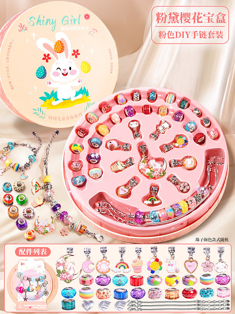 Children's beaded DIY handmade bag necklace bracelet jewelry beaded educational baby girl toy gift box
