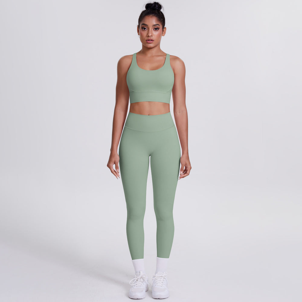 new brushed tight yoga wear cross-back sports bra suit cloud-like quick-drying running fitness wear