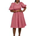 C8656  cross-border e-commerce  new women's fashionable and elegant round neck puff sleeve dress