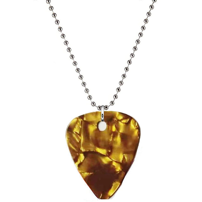 Amazon cross-border new jewelry guitar pick red printed hellfire stainless steel bead chain melon seed buckle necklace