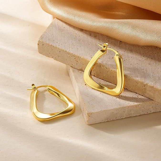 Luxury chic minimalist triangle earrings for women - titanium steel k-gold plated geometric studs