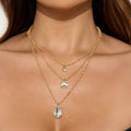 Fashionfashioninsirregular water drop gemstone necklace casualeasiest for matchaccessible luxurymulti-layered sweater chain necklace