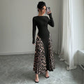 Amazon cross-border e-commerce new long-sleeved knitted maxi dress with ruched detail - elegant style