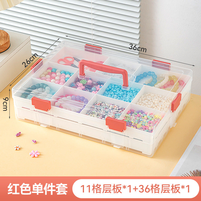 Desktop beaded jewelry storage box Plastic with lid grid classification Multi-layer stackable loose bead bead storage box