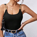 Amazon fashion cross-border sexy style u-neck sleeveless suspender t-shirt silm backless sense of design sleeveless tops for women