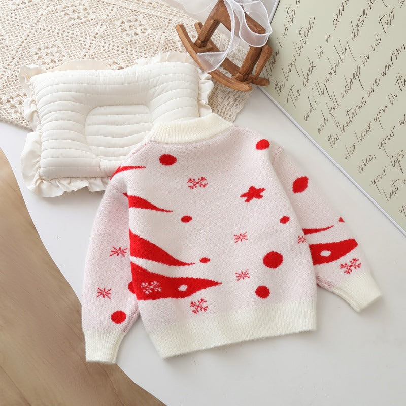 Kids' sweater girl christmas red new year's outfit stylish thickened baby warm clothes  new boys' chinese new year apparel