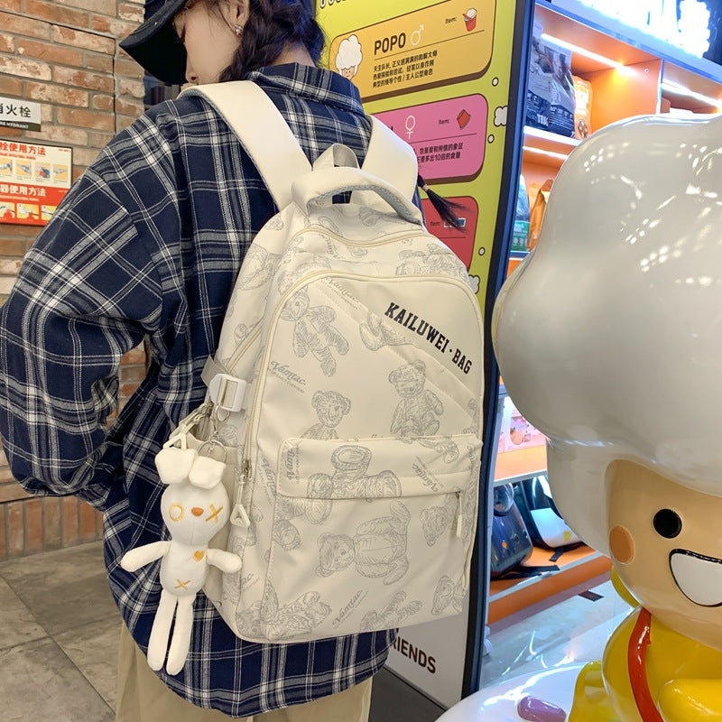 School bag for female junior high school students Korean version is fresh and cute, printed large-capacity high school backpack ins college backpack