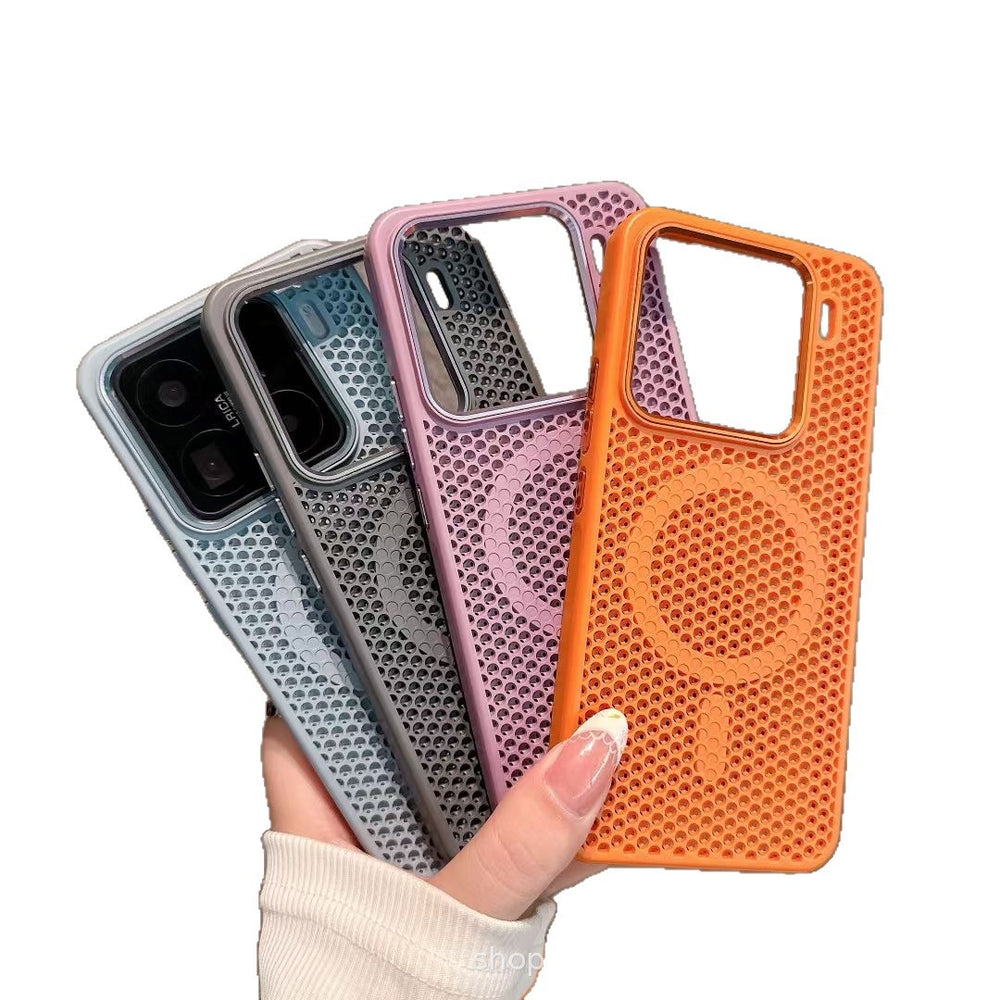 Premium metal lens compatible xiaomi 15 magsafe magnetic honeycomb cooling phone case, redmi k80 drop-proof