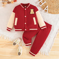 european and american cross-border new autumn collection: boys' two-piece baseball outfit with patchwork sleeves - long sleeve top and pants - hot seller