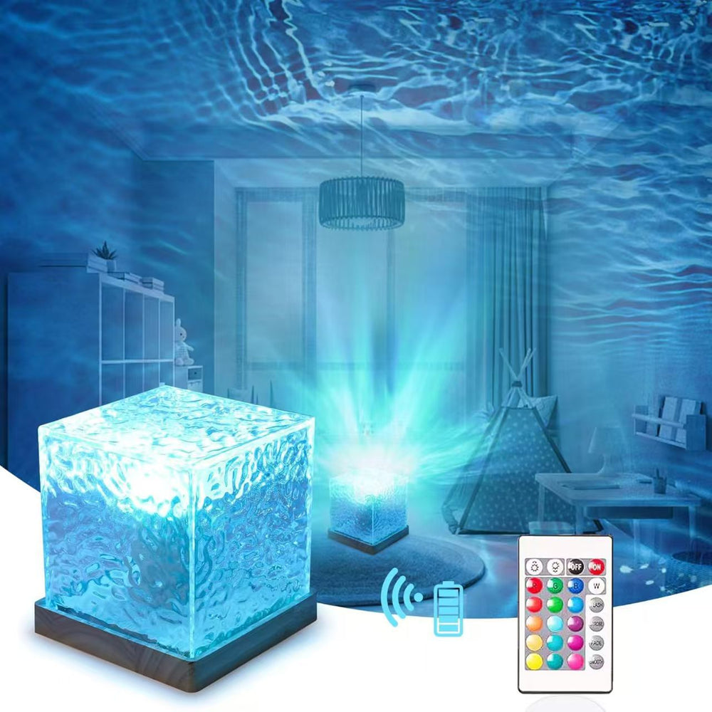 Ready-to-ship cross-border dynamic light & shadow ambient lamp, rotating ripple lamp, flame night light, aurora lamp, bedroom table lamp