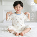 A-grade pure cotton summer lightweight pajamas, kids' loungewear, summer boys' and girls' three-quarter sleeve air conditioning suit, two-piece set