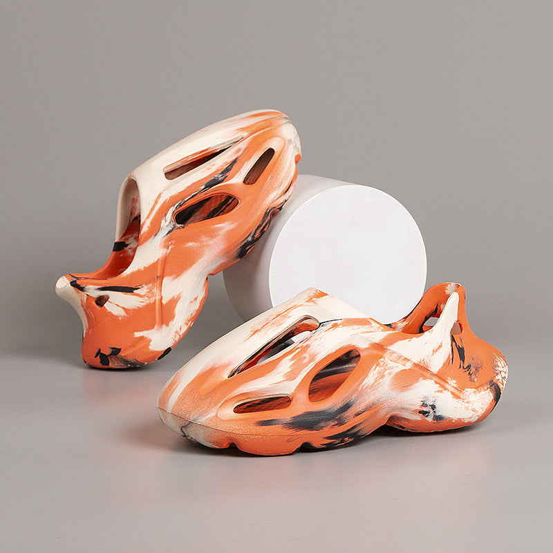 外贸男士洞洞鞋夏季2025新款踩屎感情侣款沙滩鞋EVA软底包头凉鞋