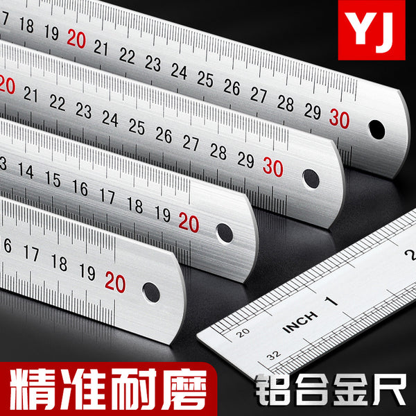 Steel ruler 1m stainless steel ruler thickened hard small ruler 2m steel plate ruler 15/30/50/60cm iron steel ruler wholesale