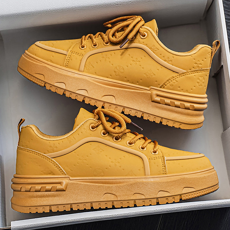 2026 spring new men's shoes: breathable, high-end, thick-soled, height-increasing white sneakers - youth sports & casual skate shoes for men