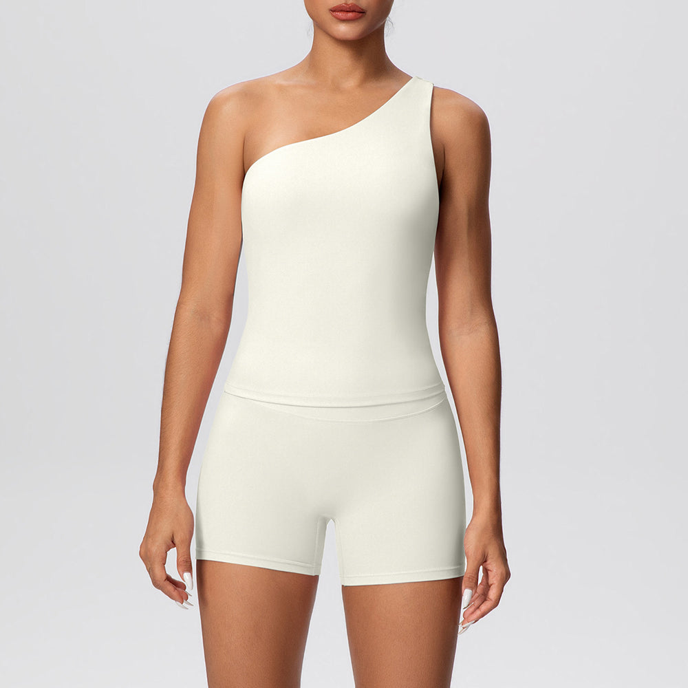 Sexy one-shoulder open-back activewear set: high-waisted, butt-lifting, compression yoga outfit - quick-dry running & fitness apparel