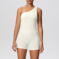 Sexy one-shoulder open-back activewear set: high-waisted, butt-lifting, compression yoga outfit - quick-dry running & fitness apparel