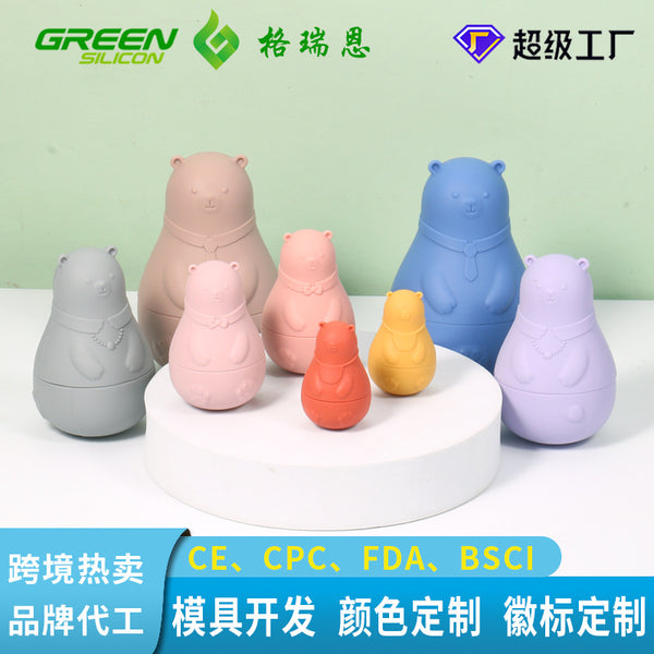 Factory new silicone matryoshka doll early education puzzle building block toy baby silicone assembled bear doll