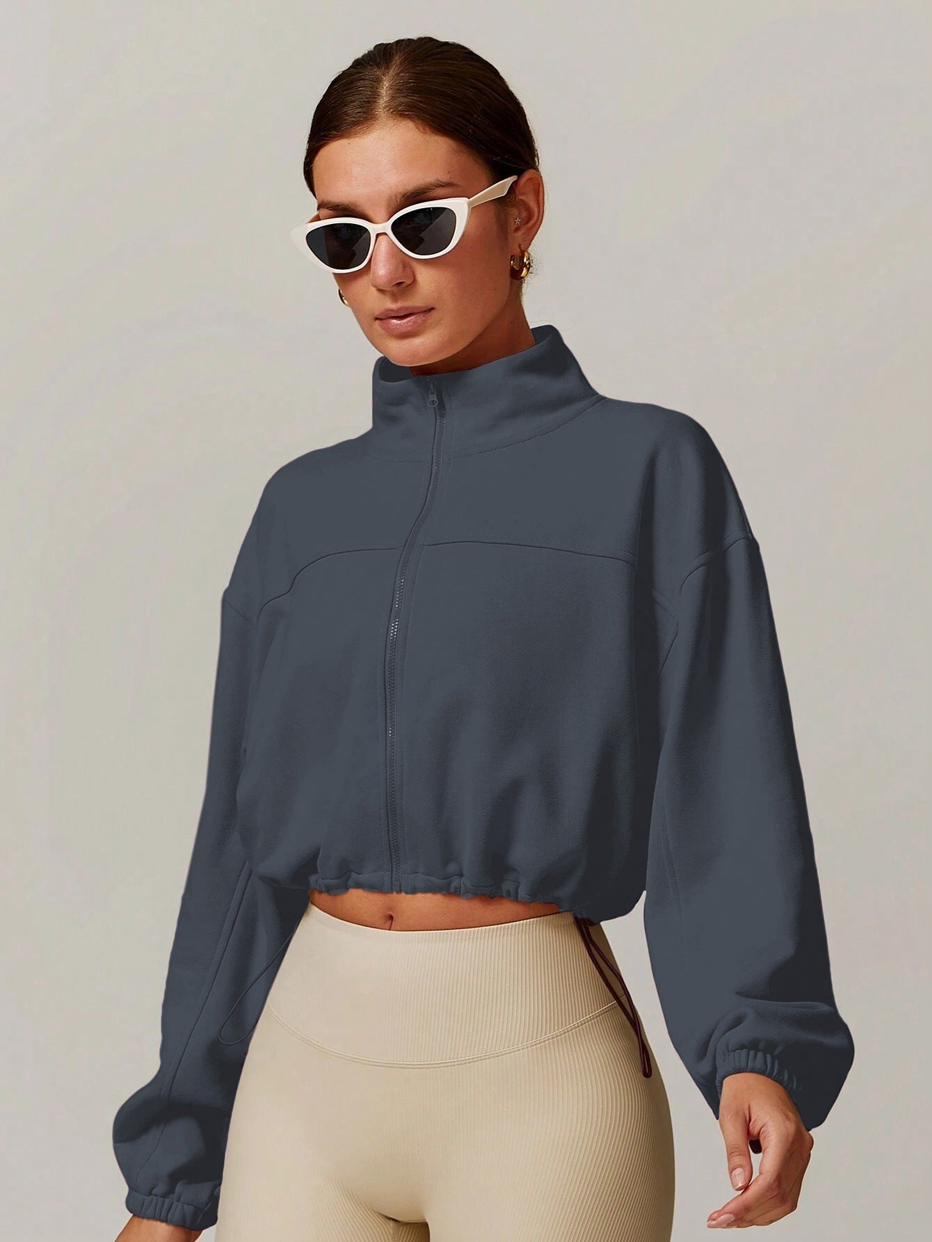 Pre-sale  high-elastic stand-up neck yoga long-sleeved outdoor running sports jacket women's fitness wear yoga top long-sleeved