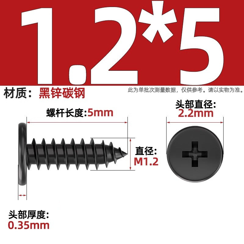 CA Iron Nickel Plated/Black Flat Head Cross Self-Tapping Screw Large Flat Thin Head Flat Head Pointed Tail Wood Self-Tapping Screw