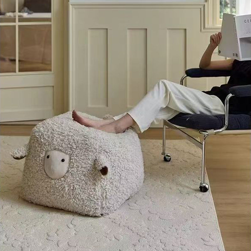 Sheep stool lazy sofa lazy shoe changing stool footrest plaid soft stool kids doll housewarming gift