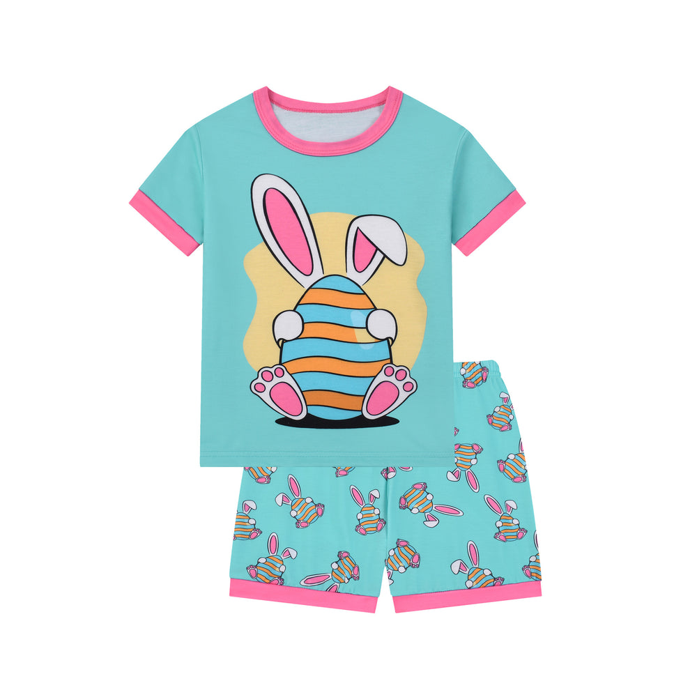 Flame-retardant fabric cross-border foreign trade summer home wear interesting dinosaur egg picking 2-piece set