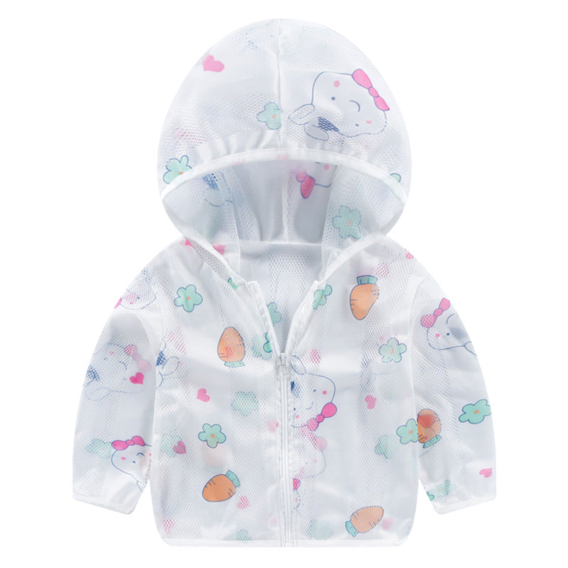 Summer kids sun protection clothing baby sun protection clothing outdoor breathable light air-conditioned clothing hooded outwear children's clothing skin clothing