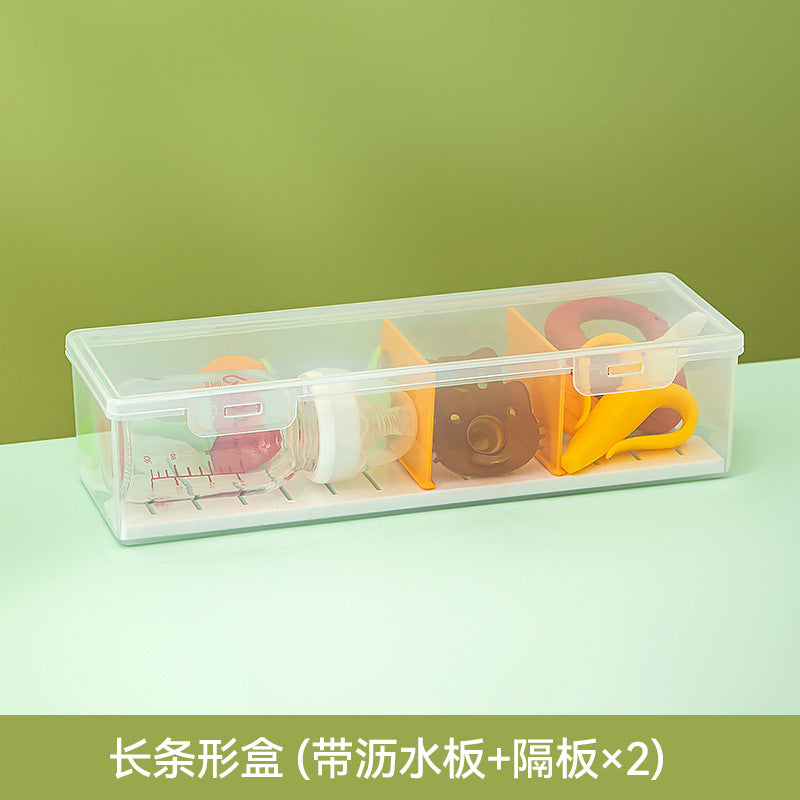 Plastic bottle pacifier grid storage box with lid dustproof desktop transparent molar stick baby toothpaste storage box