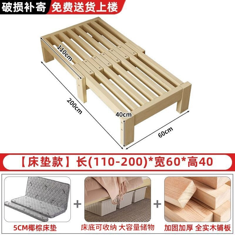Vertical pull solid wood foldable bed retractable bed frame rental house without bed head retractable sofa bed dual-purpose shrink bed pull-out
