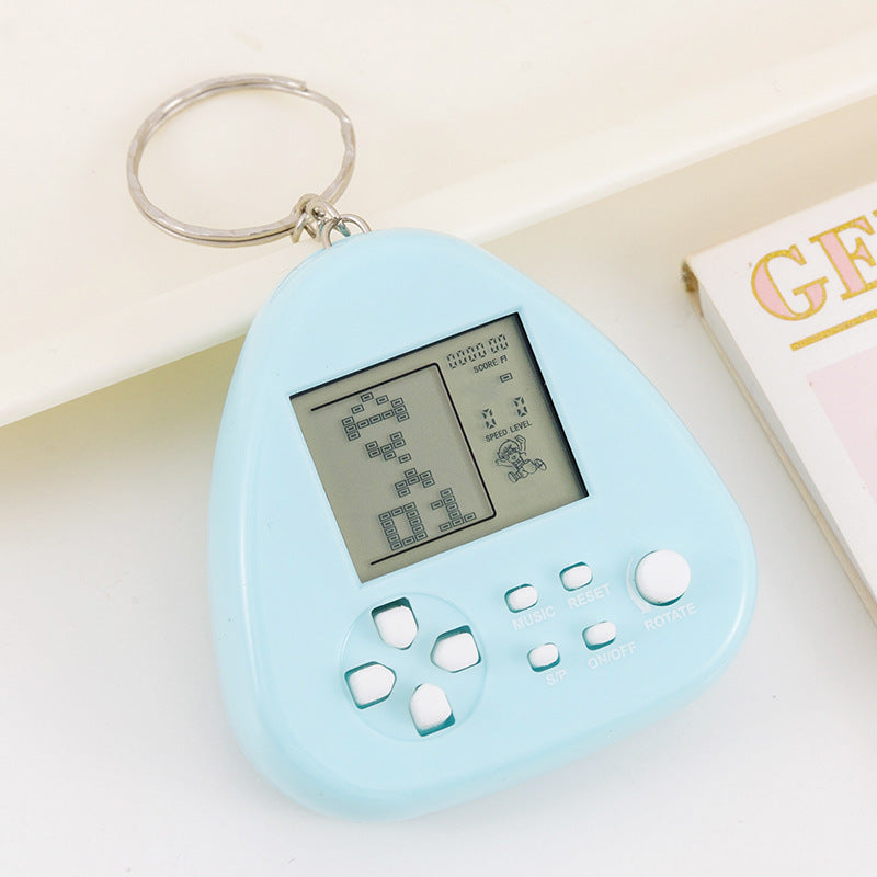 tetris game console - mini triangle handheld arcade game toy keychain charm