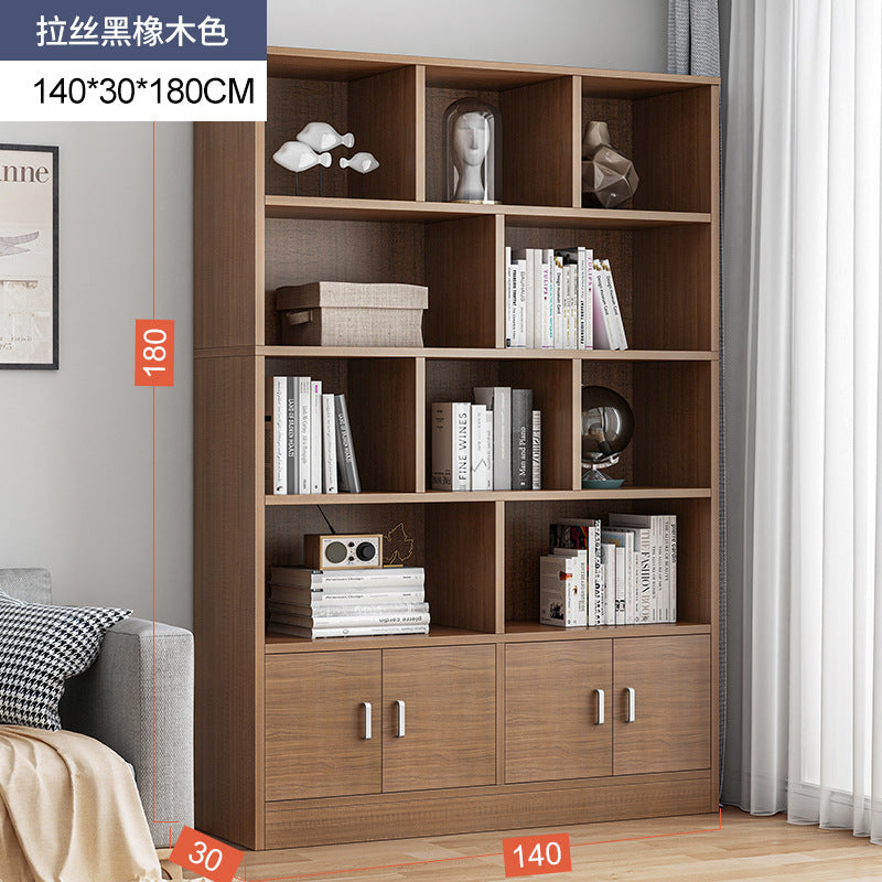 Simple bookshelf floor-to-ceiling against the wall, living room shelf layered storage rack, storage cabinet integrated, simple household bookcase