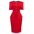 D628 cross-border  african plus size women's cloak elegant buttoned bodycon ol faux two-piece foreign trade dress