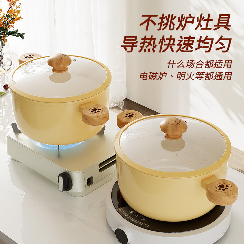New cat paw ceramic glazed soup pot - multifunctional steamer and cooker combo - universal for home use - compatible with all stovetops - flat bottom non-stick