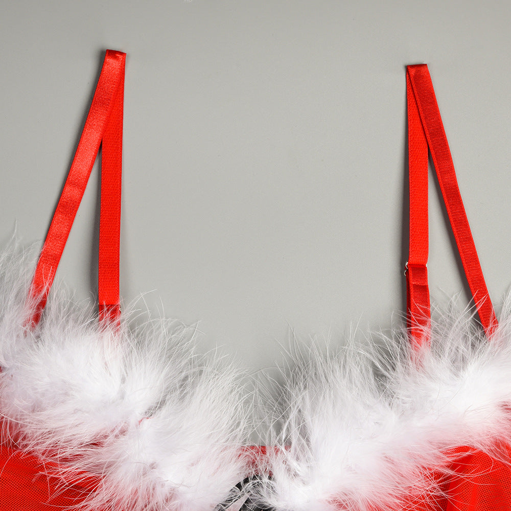 2021 European and American new Christmas clothes INS cute hairball Christmas carnival New Year's skirt cover with thong spot