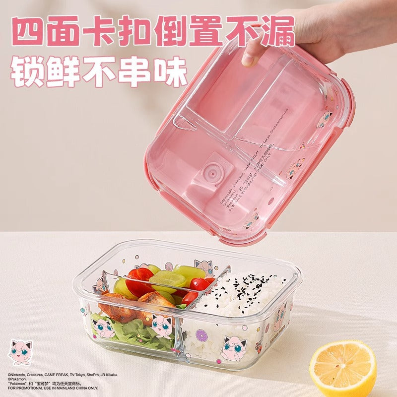 Pokémon glass lunch box - high borosilicate glass bowl - microwaveable food container - food storage container - bento box for students and office workers
