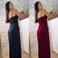C7522 cross-border   fashion women's elegant gold chain sexy spaghetti strap slit dress