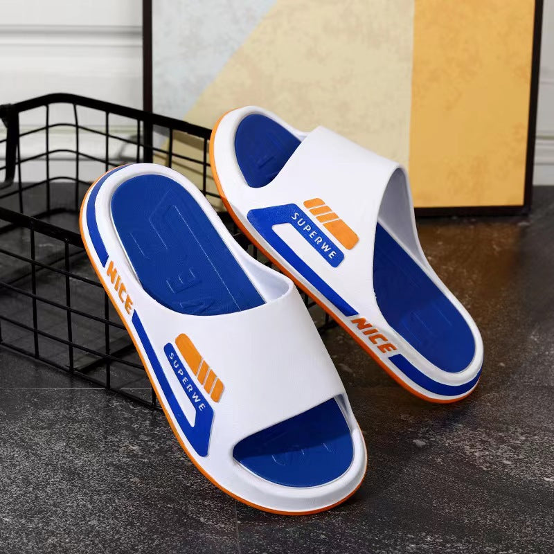 Summer trendy men's slippers - stylish outdoor & indoor home slippers, non-slip bathroom slides for couples