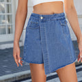 Fashion cross-border women's summer new style  independent station washed casual slimming look trimmed denim skirt pants hot pants