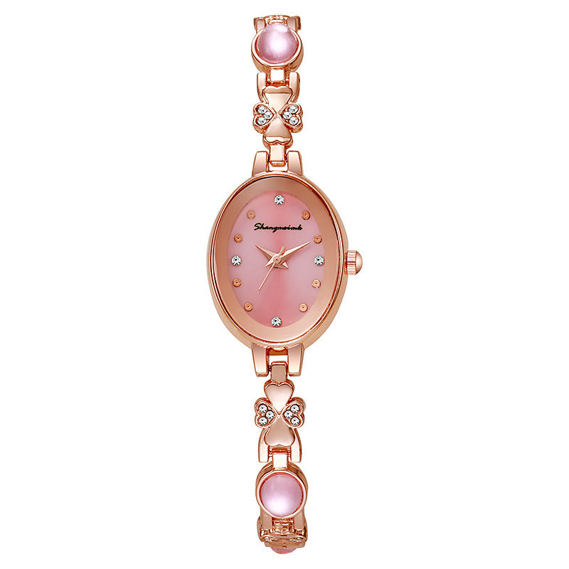 New arrival shangmei brand high-looking casualfashionelegantaccessible luxury diamond-encrusted retro oval watch women's watch